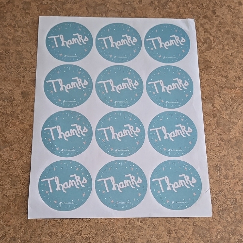 Posh Teal 'Thanks' Stickers Sheet Big Poshmark Merch Swag Supply Office